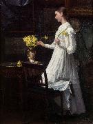 Carl d Unker Arranging daffodils oil